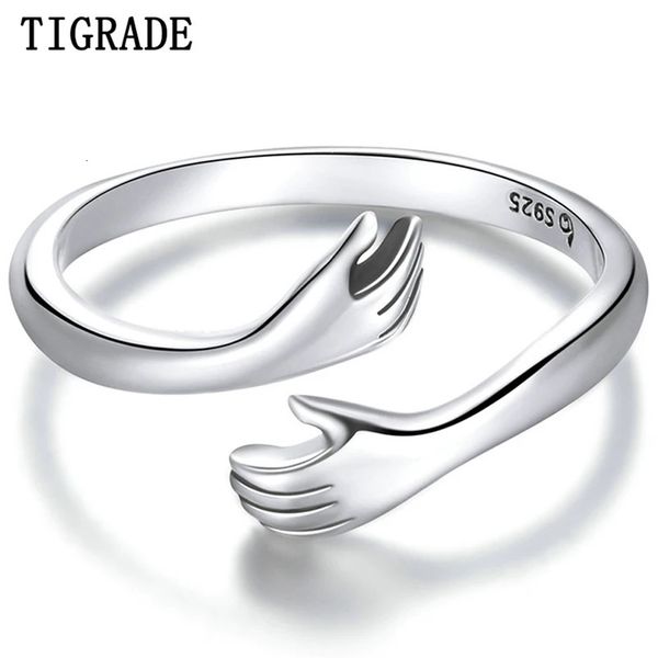 Eheringe Tigrade Solide 925 Sterling Silber Arm Umarmung Offene Ringe für Frauen Männer Geschenk Sterling Silber Ring Größenverstellbar Einfacher Modeschmuck231118