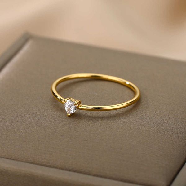 Bandringe Zirkon Kleines Herz Ringe Für Frauen Minimalismus Herz Ring Edelstahl Finger Zierlicher Ring Valentinstag Geschenke Für Freundin AA230426