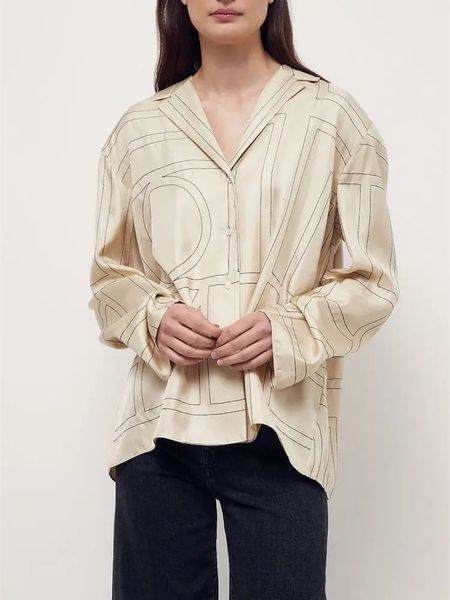 Jaquetas femininas Totem * primavera outono verão mulheres blusa 100% seda bordado camisa de noite pijama oversize estilo casual 231117