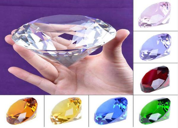 Enorme 100mm Vidro Cristal Diamante Paperweight Quartzo Artesanato Decoração Fengshui Ornamentos Aniversário Festa de Casamento Lembrança Presentes Q059504753