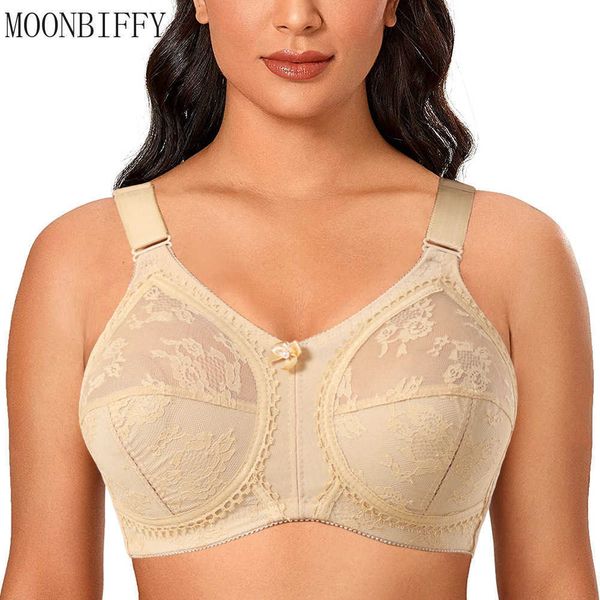 BRAS BRAS Kadınlar için BÜYÜK Minimer Bras Büyük Boyut Sütyen Kadınları Çizgin Tam Bardak Büyük Kupa İnce Kablosuz Ayarlanmış Kayışlar Soutien Gorge P230417