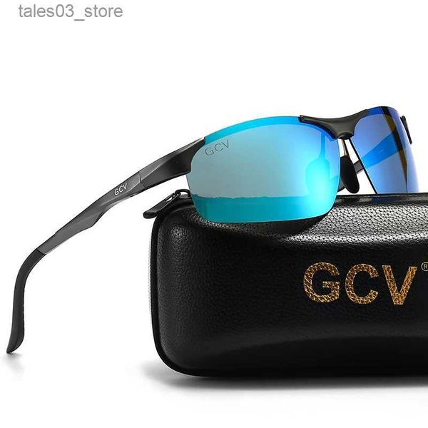 Sonnenbrille Echte GCV Polarisierte Männer Aluminium Sonnenbrille Fahren Spiegel Objektiv Männliche Sonnenbrille Luftfahrt Frauen Für Brillen Militär Q231120