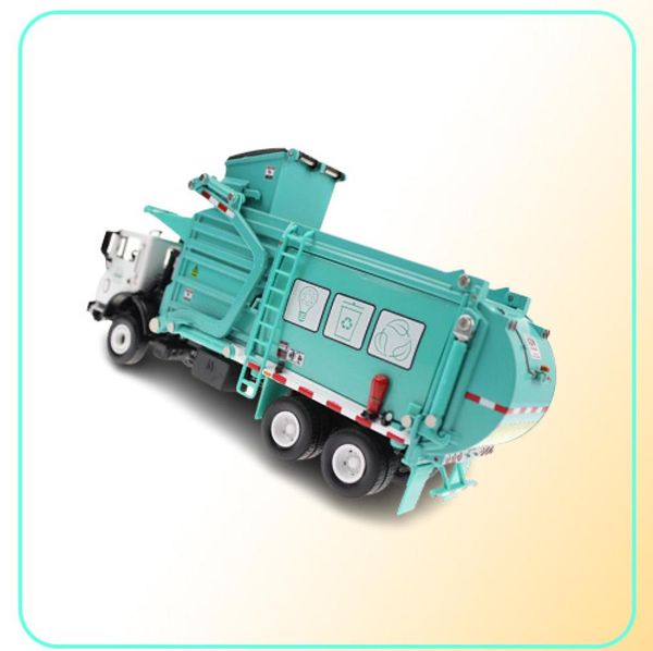 Camion trasportatore di rifiuti con canna pressofusa in lega 124 Trasportatore di materiali di scarto Modello di veicolo Giocattoli di hobby per bambini Regalo di Natale J1909449543