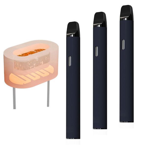 Penne Vape monouso nere da 2 ml Sigarette elettroniche vuote vuote Vape 350mAh Baccelli per penna a vapore con bobina in ceramica ricaricabile Kit di avvio gusto puro Vaporizzatore USA Stock