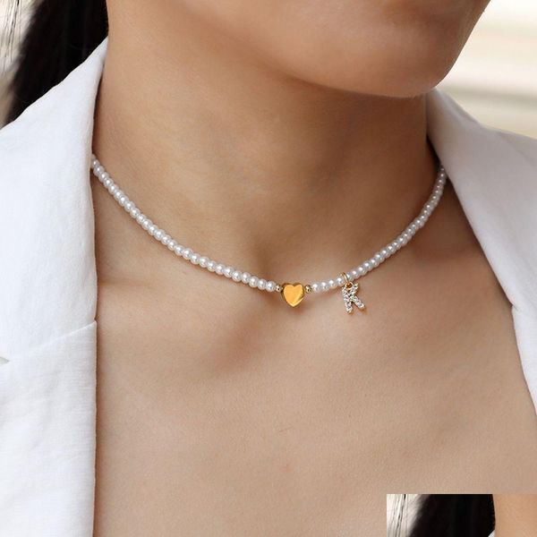 Подвесные ожерелья мода начальное письмо сердце подвесное ожерелье Женщины простые M
