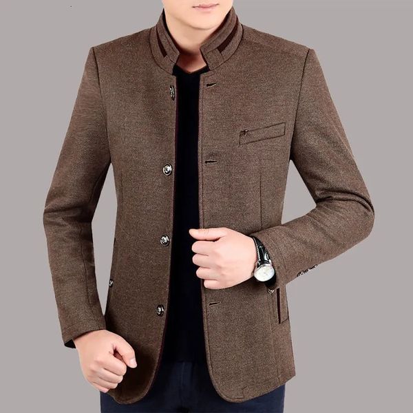 Uomo misto lana Autunno Inverno Cappotto Uomo Tempo libero Cappotti lunghi di lana Colore puro Business Casual Moda Giacche Soprabito Capispalla 231118