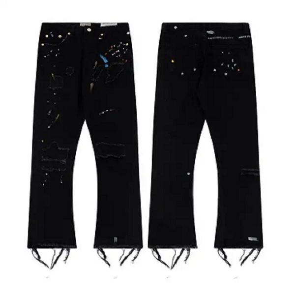 Designer-Jeans, Herrenhosen für Damen und Retro-High-Street-Jeans mit gespritzter Tinte, Graffiti-Montagekleidung, Unisex-Größe S-XL WRA7