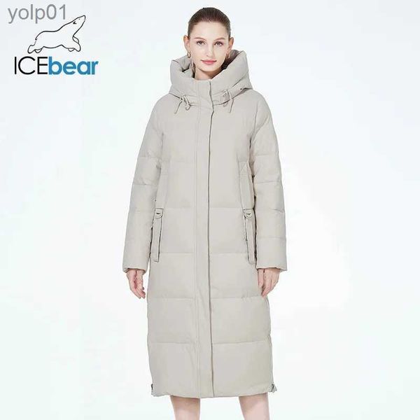 Damen Daunenparkas ICEbear 2023 Maxi Long fe Wintermantel schlanker warmer Reißverschluss elegante Damen Baumwolljacke Kapuzenparka GWD3953IL231118