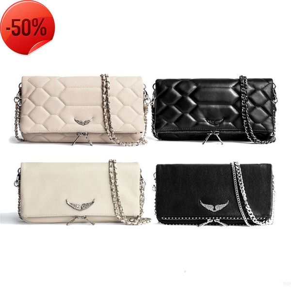 Zadig Voltaire Pochette Rock Swing Your Wings borse da donna la borsa tote Borsa a tracolla firmata da uomo Fionda in pelle Catena Lussuosa patta con frizione laterale Tracolla min