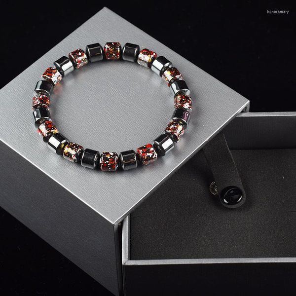 Charm Bracelets Böhmisches Hämatit-Zylinder-Armband Mann-Frauen-Energie-therapeutischer magnetischer Abnehmen-Schmuck-Gesundheitspflege-Schlankheits-Armband