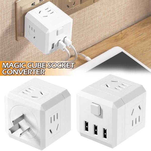 Spina del cavo di alimentazione Mayitr 1pc Bianco Multi Presa Extender Durevole Cubo Presa Convertitore Spine Adattatore da parete wireless USB 231117