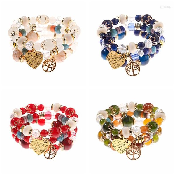 Strand Boho charme pulseira de contas coloridas conjunto para mulheres ligas de liga da árvore da vida Bracelets pingentes pulseiras vintage jóias femininas