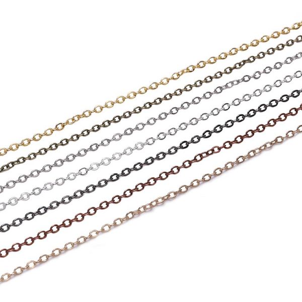 5 m/lote largura 1.5 2mm ouro cobre oval link colar corrente para fazer jóias descobertas acessórios pulseira diy suprimentos fabricação de jóias componentes de descobertas de jóias