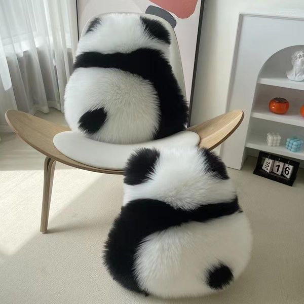 Cuscino simpatico panda sedile in lana artificiale in peluche per divano letto, poltrona, protezione per i fianchi, copertura in pelliccia