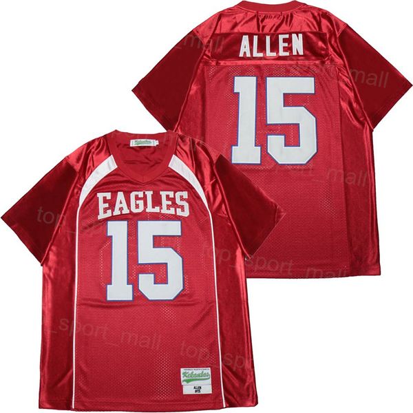 Futebol do ensino médio 15 Josh Allen Jersey Firebaugh Eagles respirável Hiphop de algodão puro para fãs esportivos Team Red College Moive Pullover University Stitched Sale