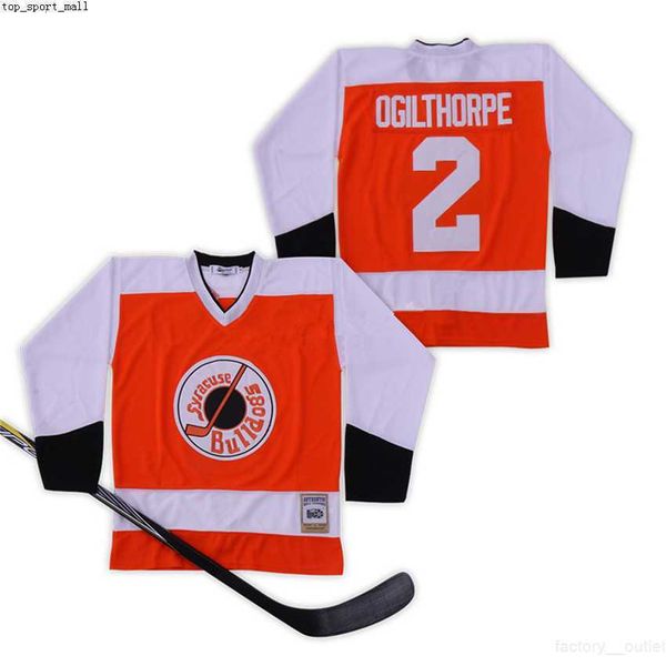 Film Syracuse 2 Ogie Ogilthorpe Jersey Slap Shot SlapShot College Hockey su ghiaccio Squadra traspirante Colore Bianco Tutto cucito come