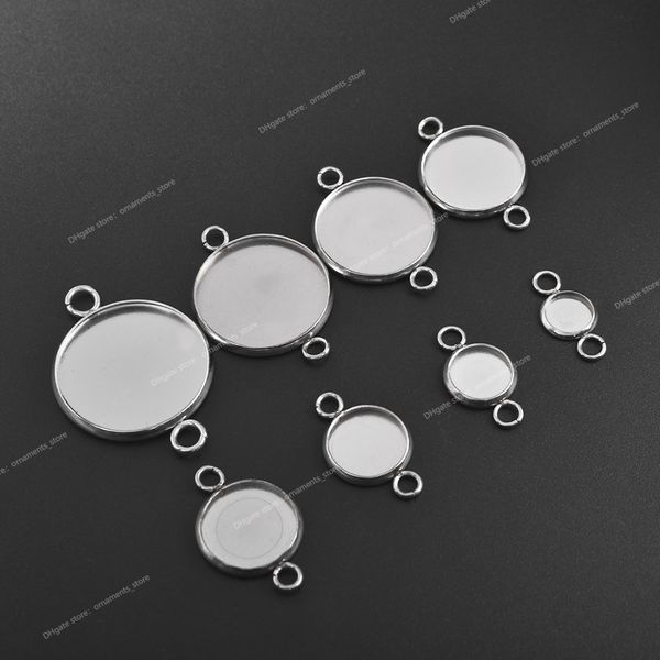 Connettore in acciaio inossidabile da 30 pcs Impostazione a doppio ciclo rotondo Cabochon BEZEL COMPETTO COMEO 6MM 8MM 10mm 12mm 14mm 16mm 18mm 20mm 25 mm Gioielli Making Jewelry Risultati