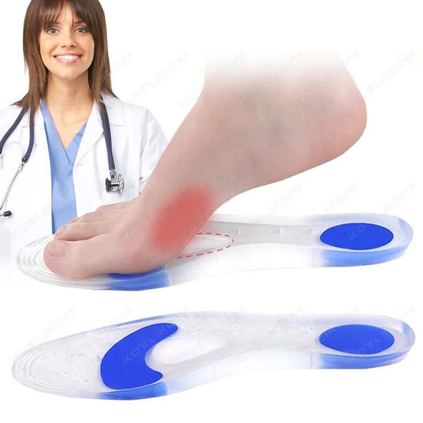 Accessori per parti di scarpe Solette ortopediche per supporto plantare in silicone medico Soletta per piede piatto Prevenzione del dolore plantare Cura del piede corretta Cuscinetto metatarsale 231118