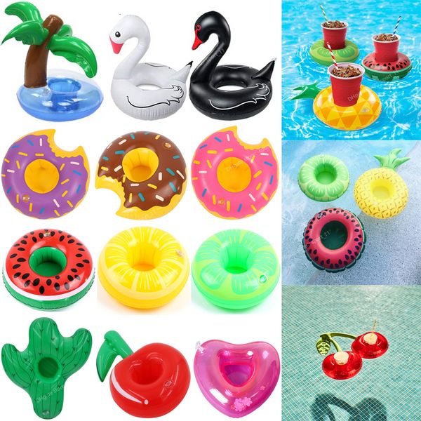 Almofada inflável para copo flutuante, suporte para copo de bebida para piscina, tapete de piscina para crianças, brinquedos de verão, decorações de festa na piscina, acessórios para piscina, 1 peça