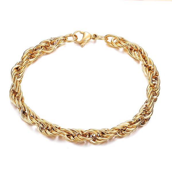 Braccialetti di collegamento Vendita 2023 Bracciale color oro per uomo Bijoux Braccialetti Fasce di corda Bracciale Ouro Gioelleria raffinata e alla moda 7BR18K-53 Catena