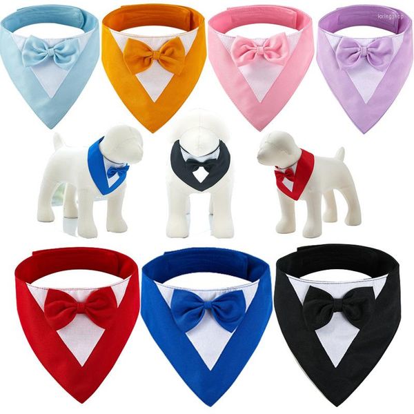 Hundehalsbänder Großhandel Haustier Anzug Dreieck Schal Kragen Bowknot Mundwasser Handtuch Bowtie Kleid Halsring für kleine Katzenbedarf