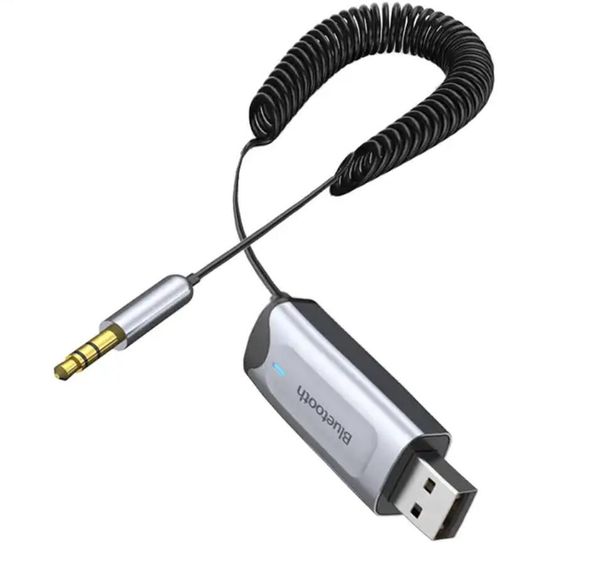 Adattatore Bluetooth Aux Dongle USB a Jack da 3,5 mm Car Audio Aux Kit vivavoce per ricevitore per auto Trasmettitore BT con slot per schede TF