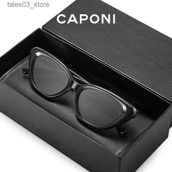 Óculos de sol CAPONI Cat Eye Acetate Frame Óculos de Sol UV400 Protegidos para Olhos Anti Reflexo Óculos de Sol Para Mulheres Novo Design Eyewear CP7571 Q231120