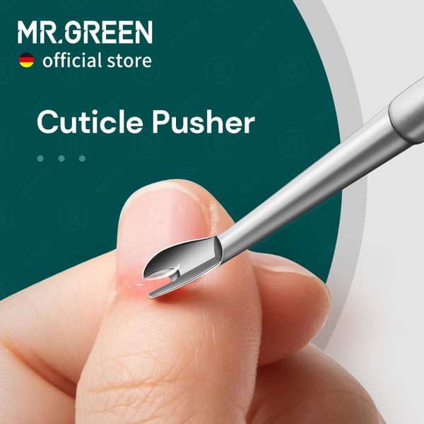 Cutticle Pushers Removedor MrGreen Skin Pusher grau de aço inoxidável Manicure Ferramentas Manicure Ferramentas Raspador Limpador 230417