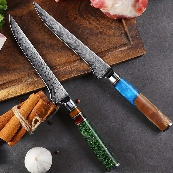 1pc, Coltello per disosso, Coltello per disosso in acciaio di Damasco, Coltello per pesce ultra affilato, Coltello per pesce ad alta durezza, Coltello per tagliare la carne, Coltello per filetti, Coltello per sushi, Roba da cucina