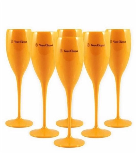 6pcs turuncu plastik şampanya flütleri akrilik parti şarap bardakları 2205052780571
