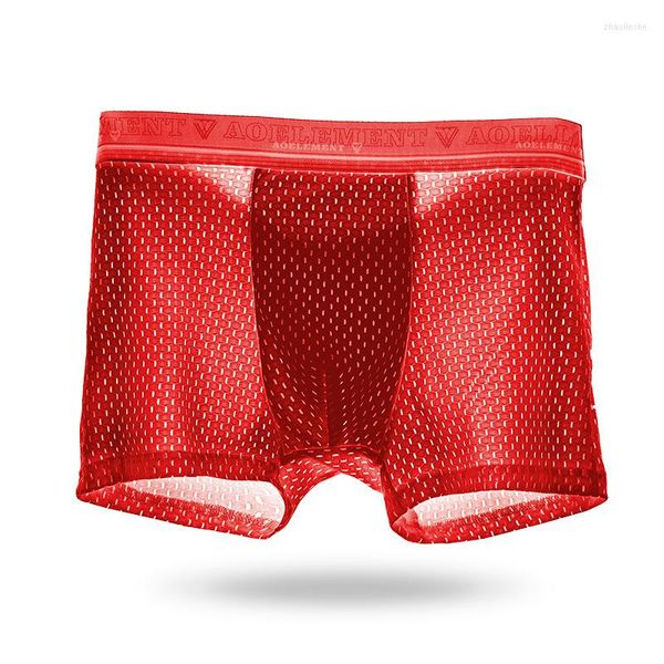 Cueca masculina cuecas boxers gelo seda sexy boxer transparente homem homem de algodão masculino de algodão Lycra pacote de calcinha de malha mais fina