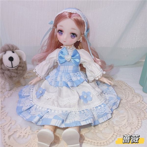 Dolls 16 Bjd Anime Doll Full Set 28cm Cute Comic Face Doll Toys with Clothes Accessories Girl Dress Up Toy for Children 230417