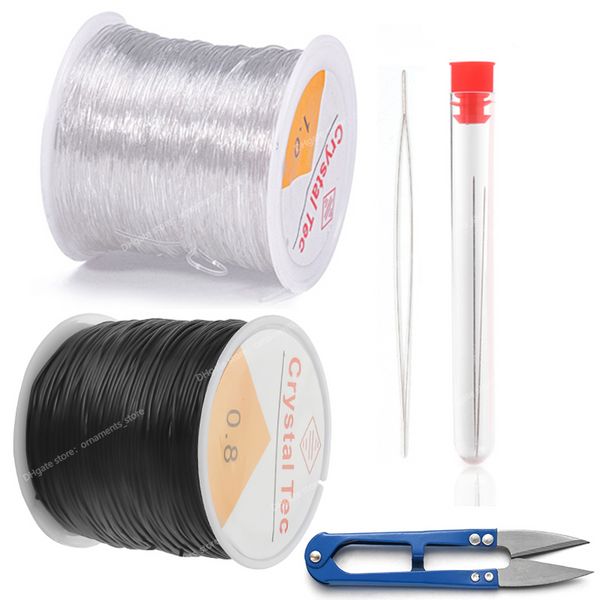 Cristal de plástico DIY Beading Stretch Cords Linha Elástica Com Beading Agulhas Tesoura Fio Corda joalheiroi fio Fio Corda Fabricação de joias Descobertas de joias