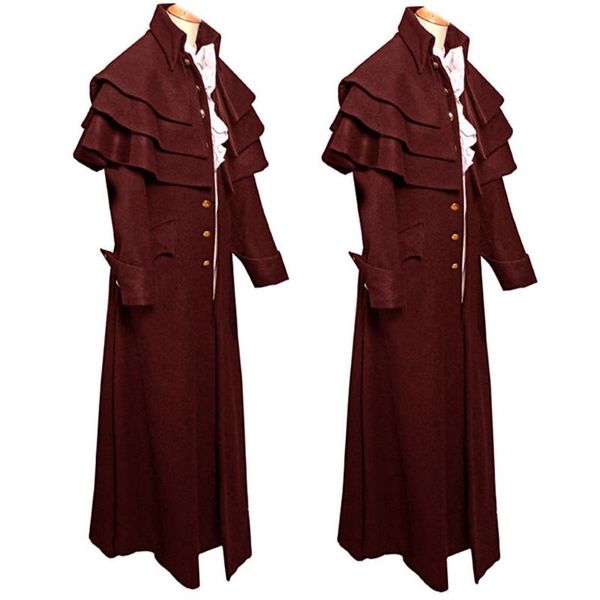 Menina de pista masculino gótico steampunk vintage vestido masculino casaco de botão de moda de capa de casacos de jaquetas