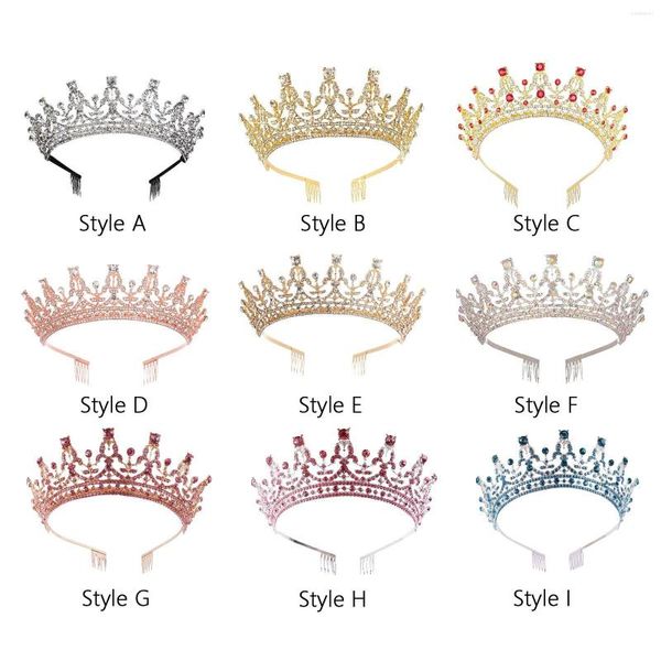 Cabeça de cabeça Crown Hair Acessórios Presente Princesa Tiara Bride Quinceanera para Mulheres Ponto de Aniversário de Festa de Halloween Prom