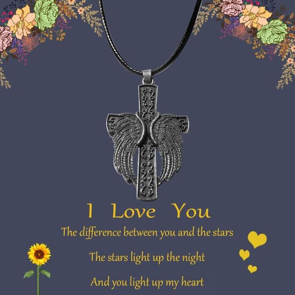 Anhänger Halsketten Unisex Engel Flügel Herz Kreuz Urne Feuerbestattung Asche Memorial Halskette Für Geschenk AnhängerAnhänger