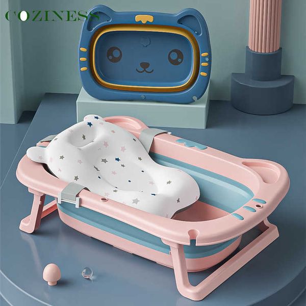 ing Tubs Seats Baby Shower Protable Tub Folding Large Cartoon Tub 0-6 Years Newborn Products Non-slip Wearable Support Bath Mat P230417