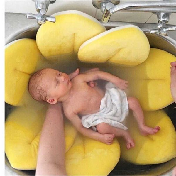 Badewannen Sitze 0-3 Jahre Spielkissen Matte Neugeborenes Baby Blühende Waschbecken Badewanne Faltende Blühende Sonnenblume Badezimmer Sitzkissen P230417