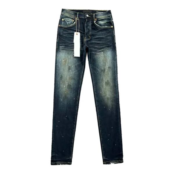 Jeans firmati da uomo viola Jeans viola da uomo Pantaloni da donna Jeans Ksubi viola High Street Viola Retro Paint Spot Piedi sottili Jeans micro elastici Zip hip-hop