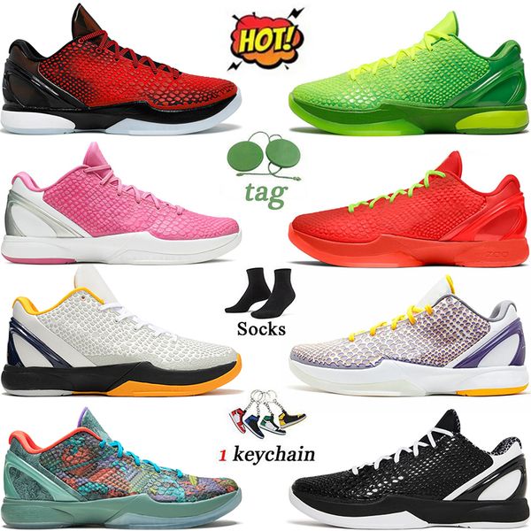 Mamba 6 Protro Grinch Scarpe da basket Uomo Sneakers sportive Mambacita Bruce Lee Big Stage Chaos 5 Anelli Metallic Gold Reverse Grinch Protro Think Pink Scarpe da ginnastica