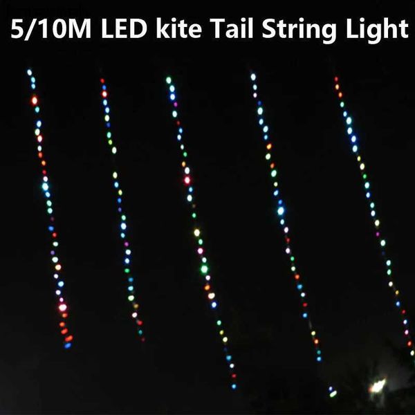 Acessórios para pipa 5/10m LED Kite Pendurado Luz Corda Luminosa Linha Kite Luz Cauda Ao Ar Livre Noite Voando Pendurado Kite Luz Corda Bateria De LítioL231118