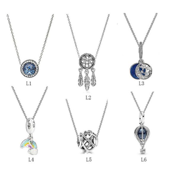 Pandoras-Halskette aus verkupfertem Silber mit Perlen, Regenbogen-Traumfänger, vielseitige Halskette, Schlüsselbeinkette für Damen, romantisches Geschenk, Halskette mit Pandora-Charms