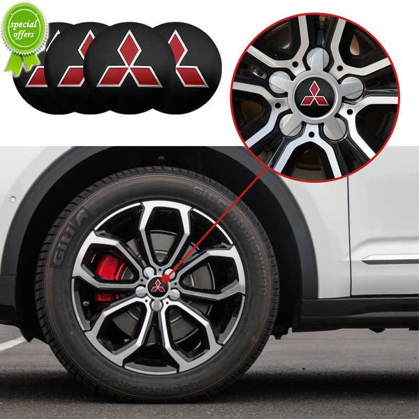 Mitsubishi Ralliart için 4pcs ASX Galant Pajero Montero Lancer 56mm 60mm Araba Tekerlek Merkezi Hubcaps Amblem Etiketi Otomatik Çıkartmalar