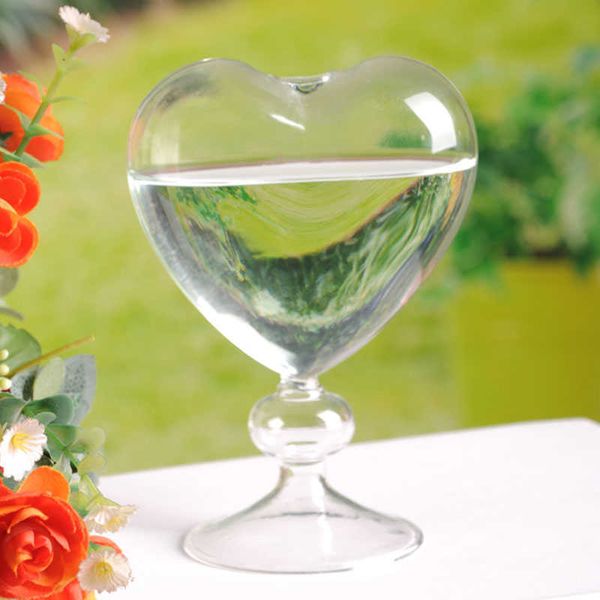 Vasos vidro plantador de flores de coração vaso de vidro em pé decoração de decoração de flores decoração y23