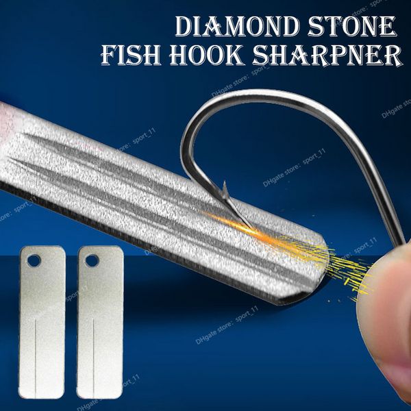 Afiador de gancho de pesca portátil pedra de diamante ferramentas de afiar faca de pedra de amolar chaveiro para acessórios de pesca ao ar livre ferramentas de pesca