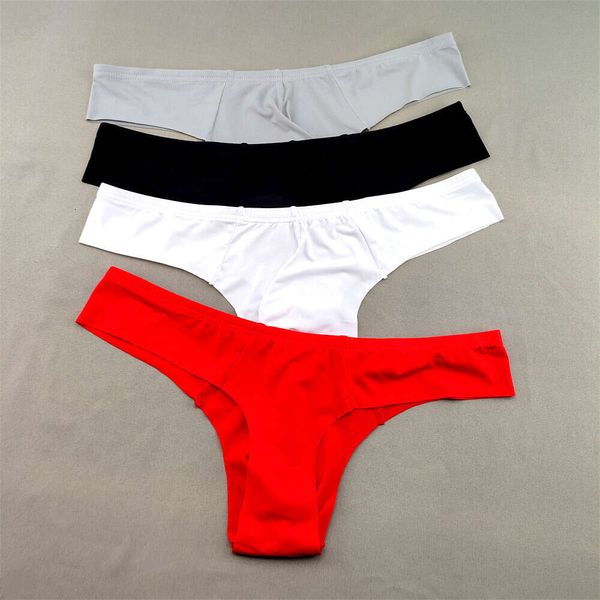 S xl grande gelo seda sem costura roupa interior masculina tanga ultra fina sexy cintura baixa masculina cor sólida g cordas