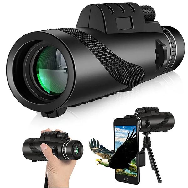 Binocolo telescopio 80X100 HD monoculare 8000M Zoom a lungo raggio Bak4 Prisma con senza treppiede Clip per telefono Caccia campeggio esterno 231117