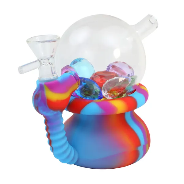 Narghilè YHSWE Silicone Diamond Hoodle Pipa ad acqua Pipe Narghilè Bong Hand Pipe Tabacco Bubbler