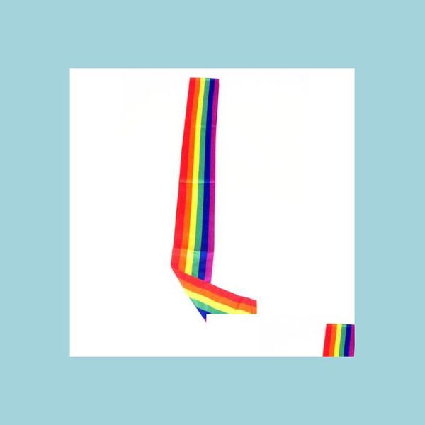 Outra festa de evento fornece orgulho gay arco -íris cetim faixa em branco etiqueta sashes tema favores festive acessório 150x9cm entrega dh7au