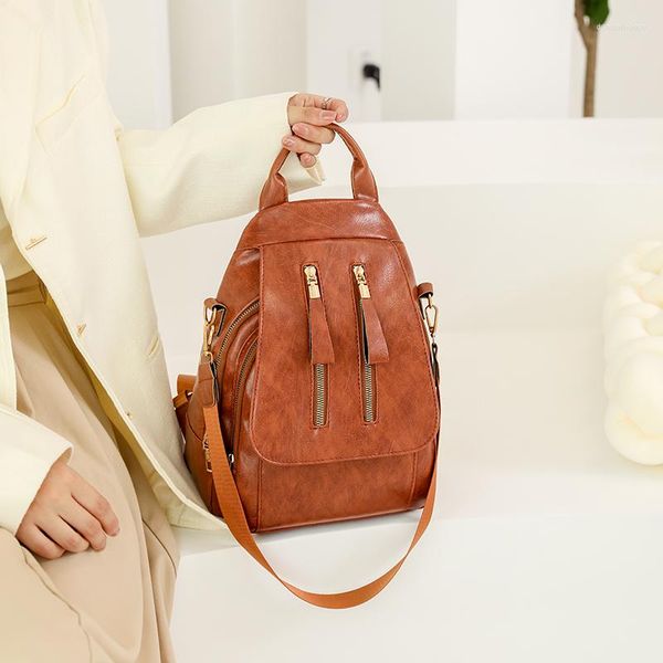 Okul çantaları Yüksek kaliteli moda kadınlar arka çantası lüks düz renkli kapasite alışveriş